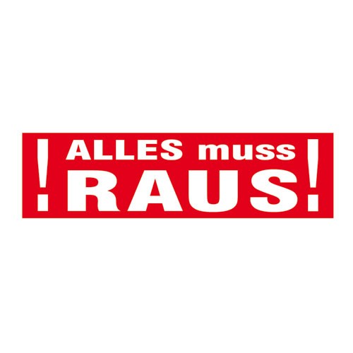6652-0-297-17 Aufkleber " ALLES muss RAUS "