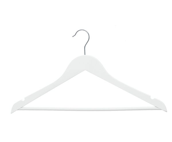 6801-0-043-01-Holzb-gel-weiss Holz Kleiderbügel mit Steg, weiss