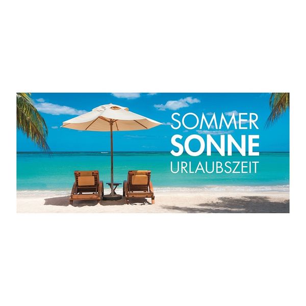 Plaket-Streifen-6660-Sommer-Sonne Plakat " SOMMER, SONNE, URLAUBSZEIT " - quer