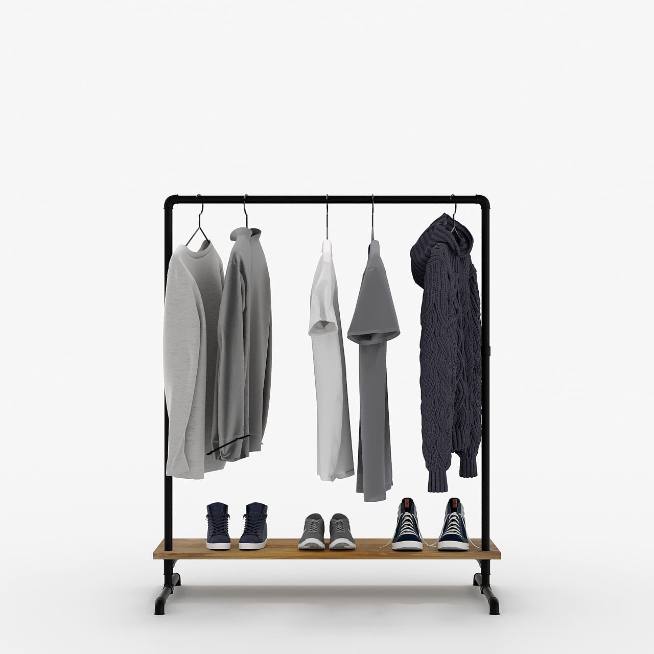 Konfektionsständer - mit Fachboden im Rohrdesign