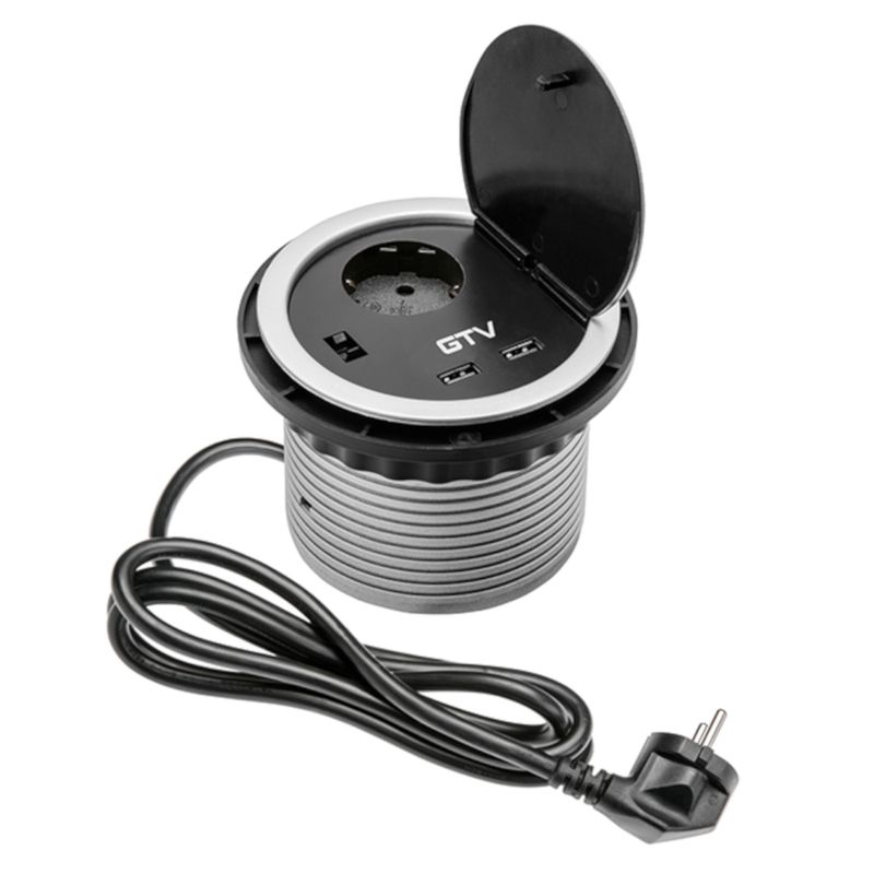 Netzsteckdose-2-USB Einbausteckdose inkl. 2x USB Steckdosen, rund
